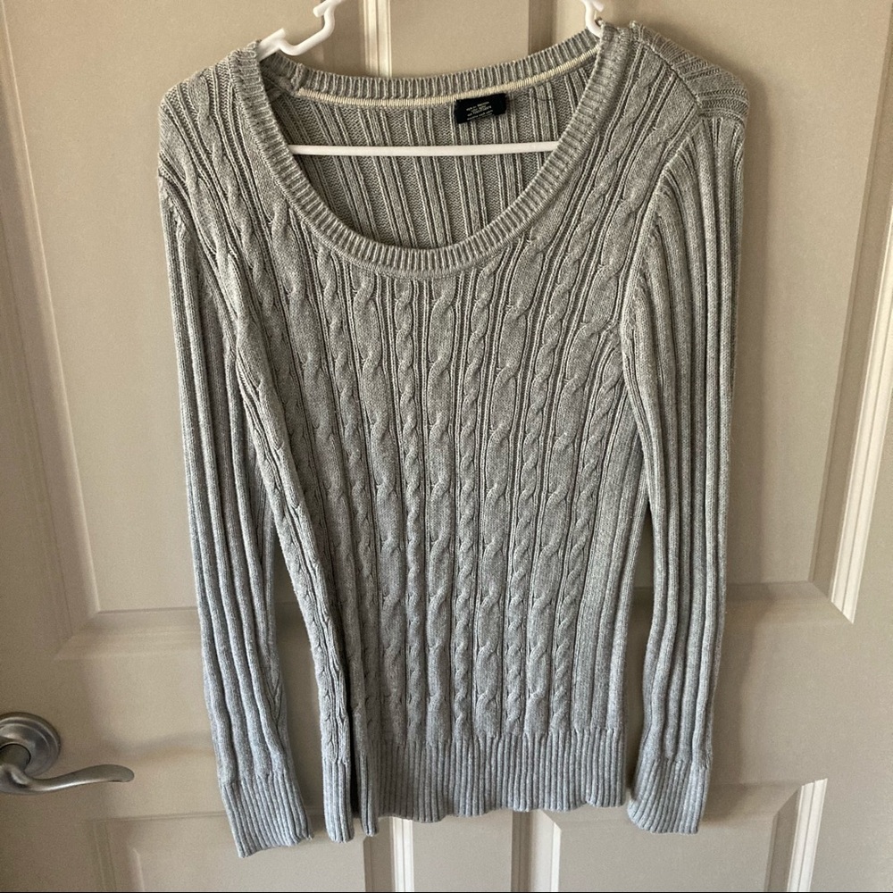 Gray Cable Knit Sweater